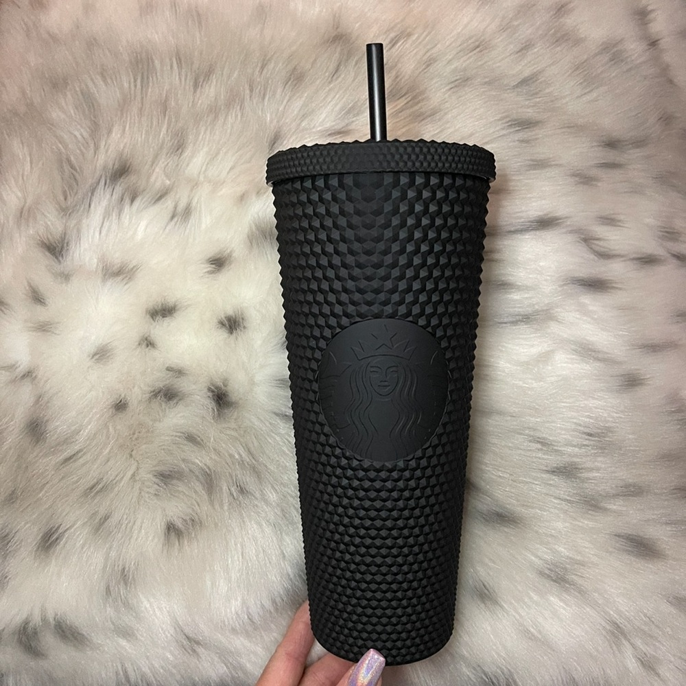 Matte Black Starbucks studded tumbler cup
